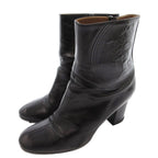 Hermes Exlibris Short Boots Embossed Logo Side Zip 38 Black YJ