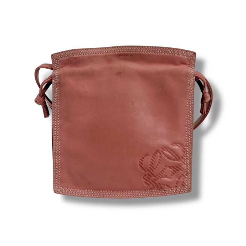 Loewe Mini Shoulder Bag Drawstring Shape Flamenco Pink Nappa Leather Anagram — view 3