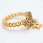 Christian Dior Ring D-clover Clover Star Resin Pearl Size L 13.5 — view 5