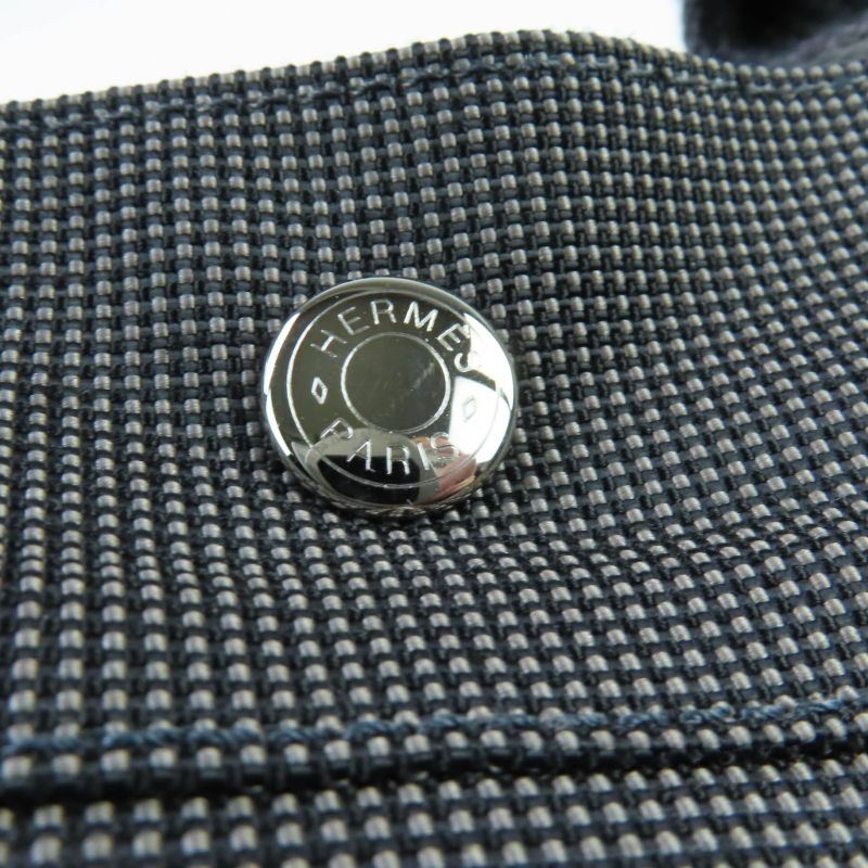 Hermes Her Line Herbag MM Silver Hardware Serie Button Canvas Tote Bag Gray — view 8
