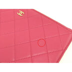 Chanel Quilted Pouch Set Leather Orange Pink Ap3659 — view 6