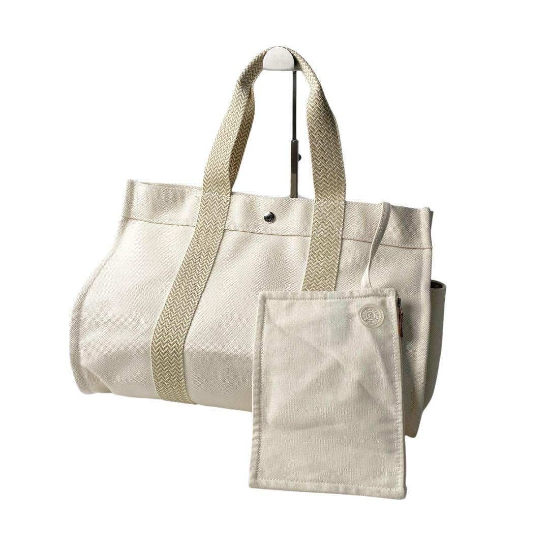 Hermes Cannes MM Canvas Tote with Pouch