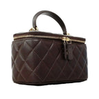 Chanel Vanity Bag Quilted Lambskin Brown Champagne Gold 2-Way — view 2