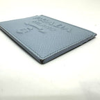 Prada Card Case with Embossed Logo 1 Mc025 Saffiano Leather Light Blue — view 6