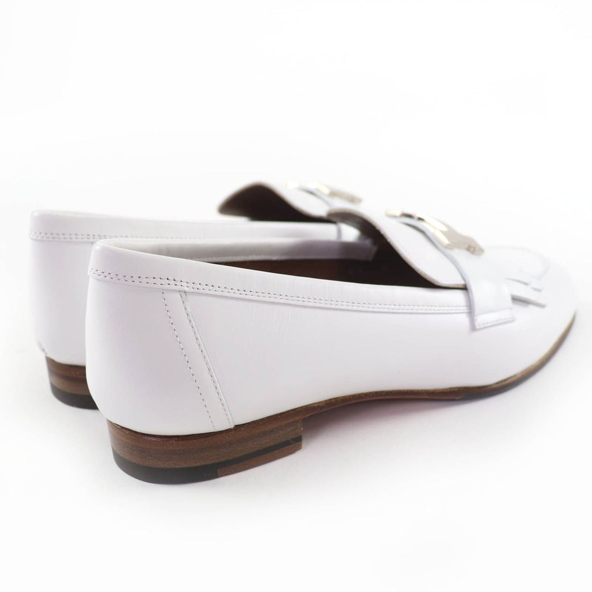 Hermes Moccasins Paris Royale Silver Buckle with Fringe Leather Belt — view 3