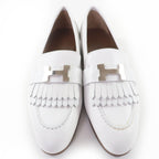 Hermes Moccasins Paris Royale Silver Buckle with Fringe Leather Belt — view 4