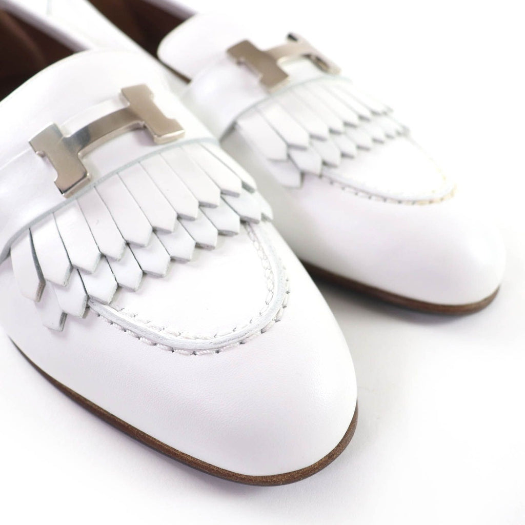 Hermes Moccasins Paris Royale Silver Buckle with Fringe Leather Belt — view 8
