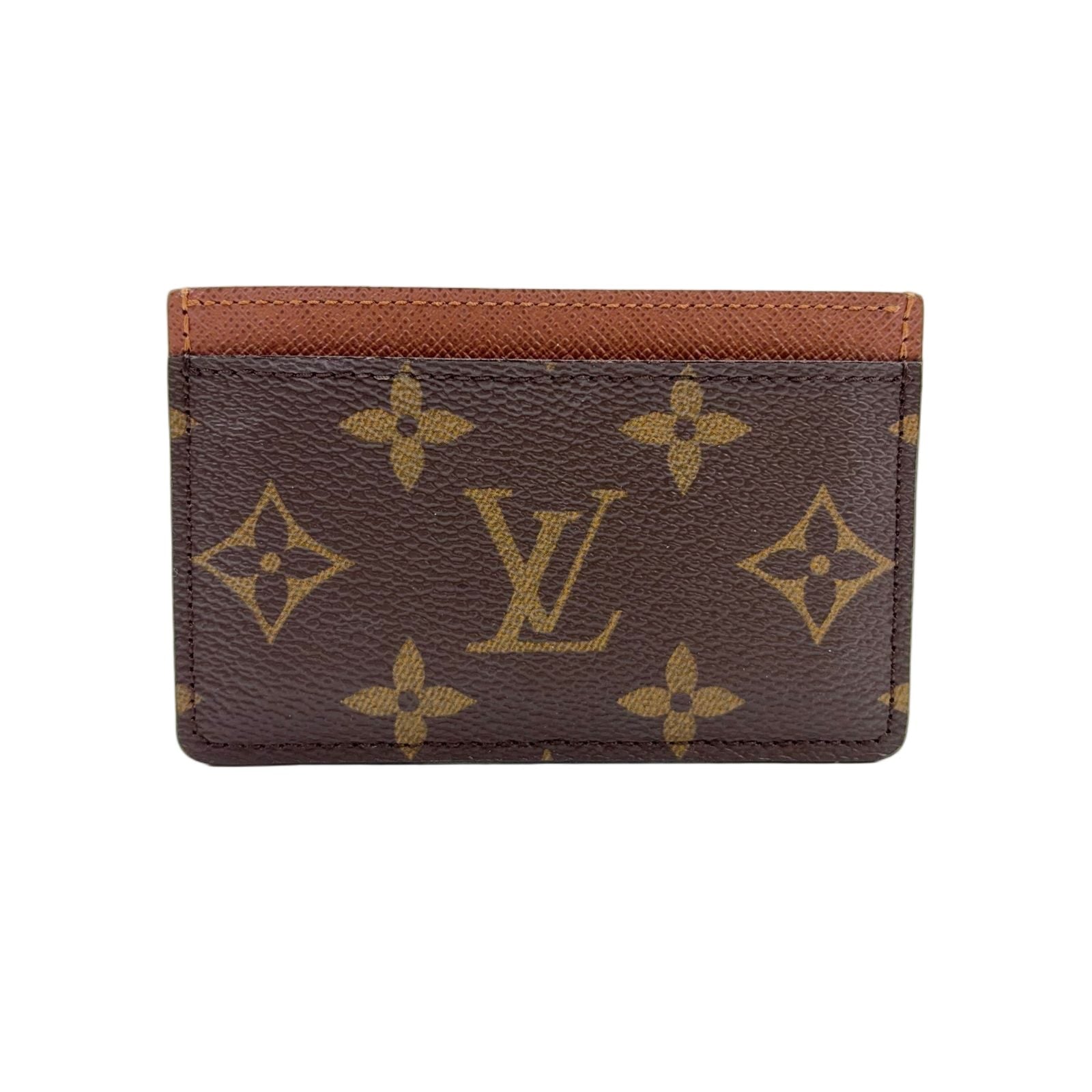 Louis Vuitton Card Holder Sample Monogram Leather Brown Case
