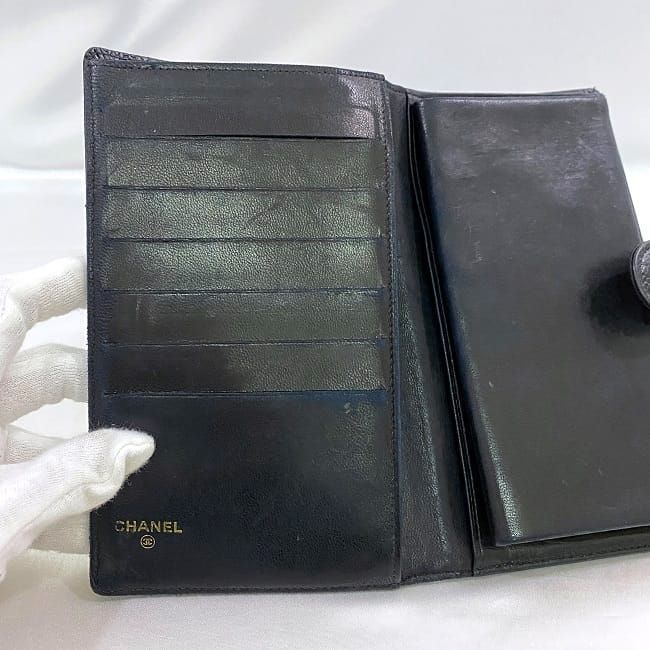 Chanel Fold Over Clasp Long Wallet Black — view 8