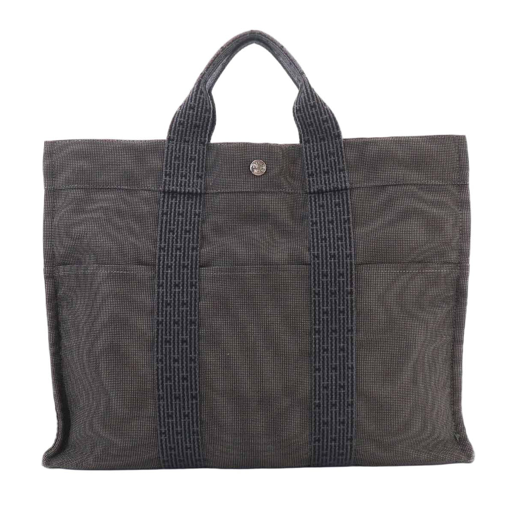 Hermes Her Line MM Tote Canvas Gray Silver Herline MM