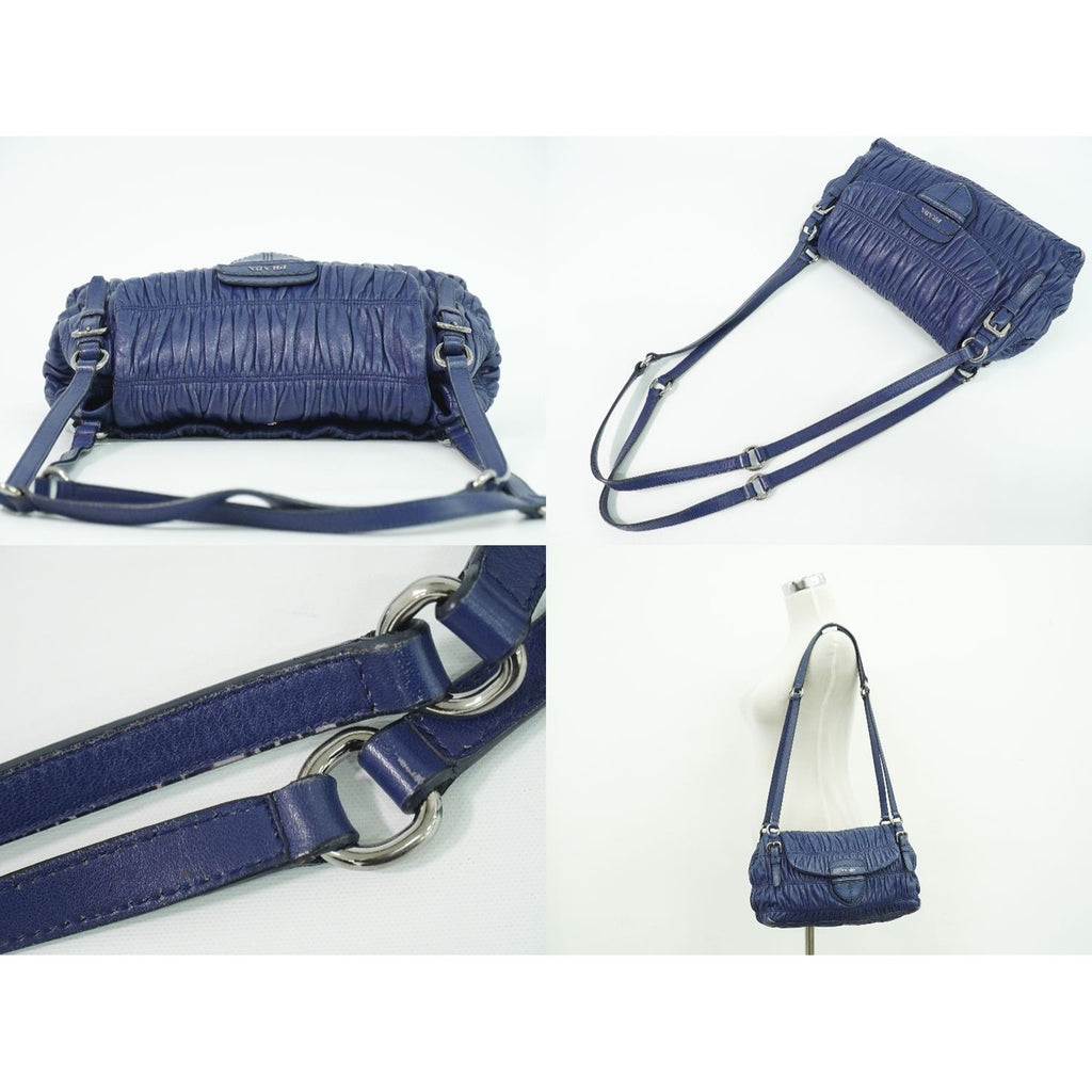 Prada Nappa Leather Shoulder Bag Navy — view 6