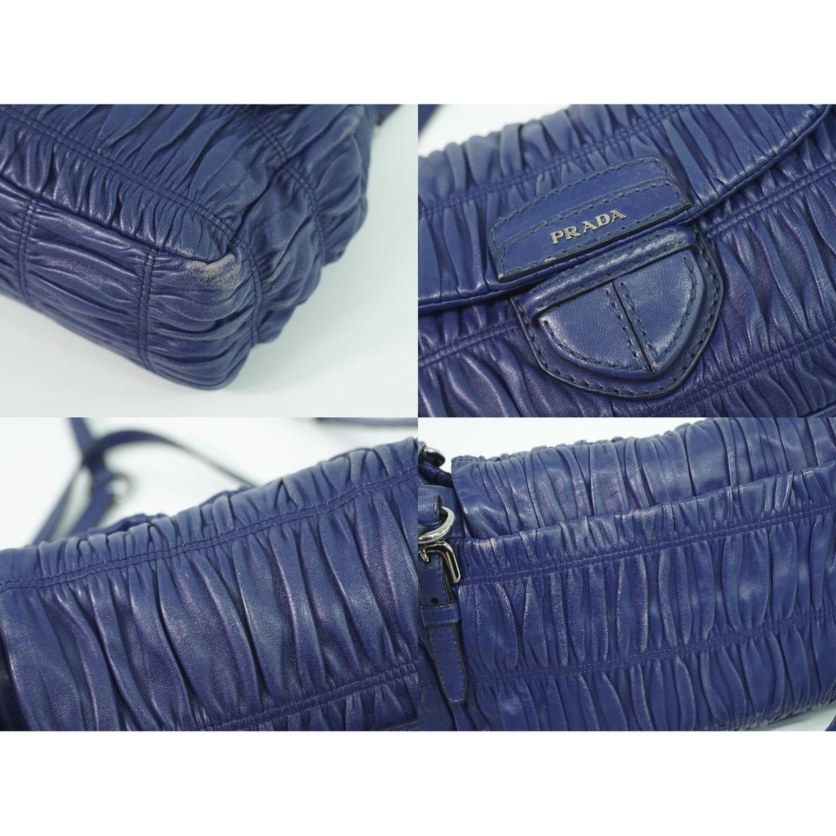 Prada Nappa Leather Shoulder Bag Navy — view 7