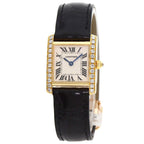 Cartier Tank Francaise SM Watch 18K Yellow Gold Leather Diamond