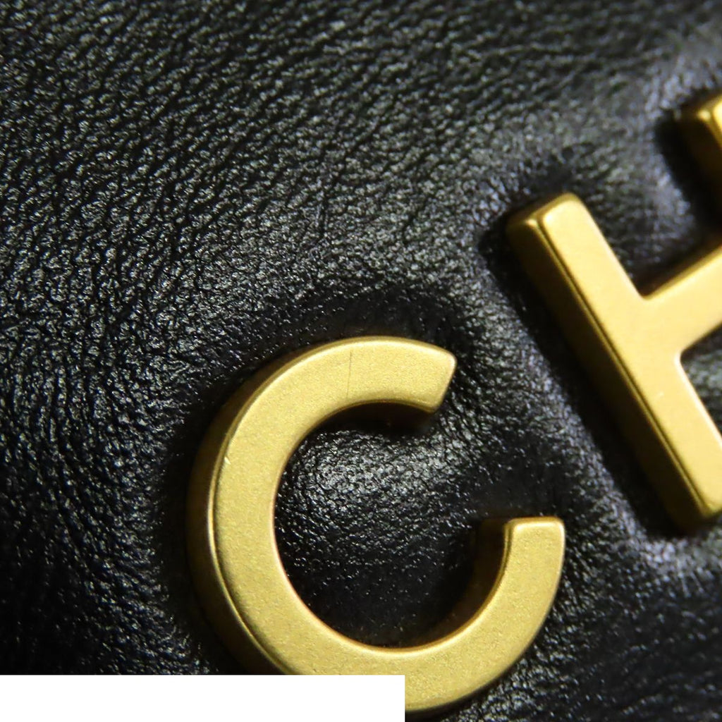 Chanel 22 Small Black Gold Shiny Calfskin Shoulder Bag — view 6