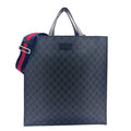 Gucci GG Supreme Leather Black Tote Silver