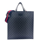 Gucci GG Supreme Leather Black Tote Silver