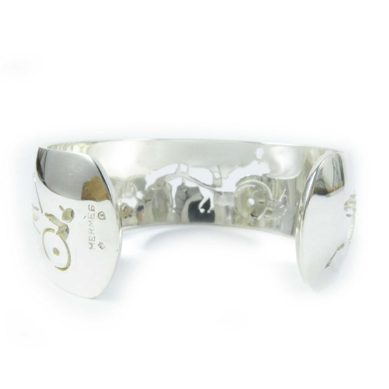 Hermes Vintage Carreche Carriage Dog Bracelet Bangle Silver — view 5