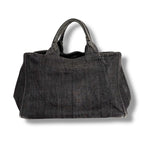 Prada Canapa Tote Shoulder Bag 2-Way Denim Canvas Black — view 3
