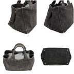 Prada Canapa Tote Shoulder Bag 2-Way Denim Canvas Black — view 4