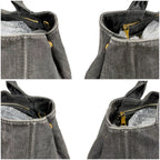 Prada Canapa Tote Shoulder Bag 2-Way Denim Canvas Black — view 5