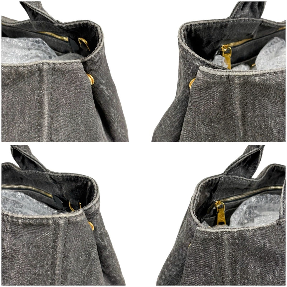 Prada Canapa Tote Shoulder Bag 2-Way Denim Canvas Black — view 5