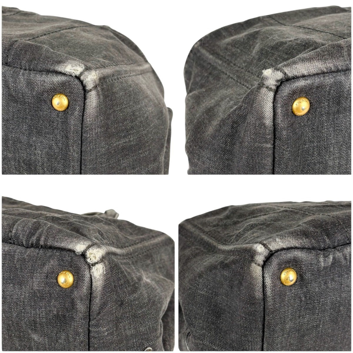 Prada Canapa Tote Shoulder Bag 2-Way Denim Canvas Black — view 6