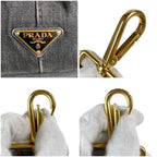 Prada Canapa Tote Shoulder Bag 2-Way Denim Canvas Black — view 8
