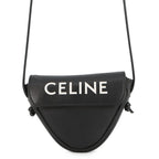 Celine Shoulder Bag Mini Triangle Logo Leather Pochette Black