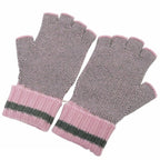 Gucci Fingerless Gloves Pink Gray Cashmere GG Logo — view 2