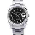 Rolex Oyster Perpetual Date Number SS 18k White Gold Combination Watch Black