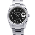 Rolex Oyster Perpetual Date Number SS 18k White Gold Combination Watch Black