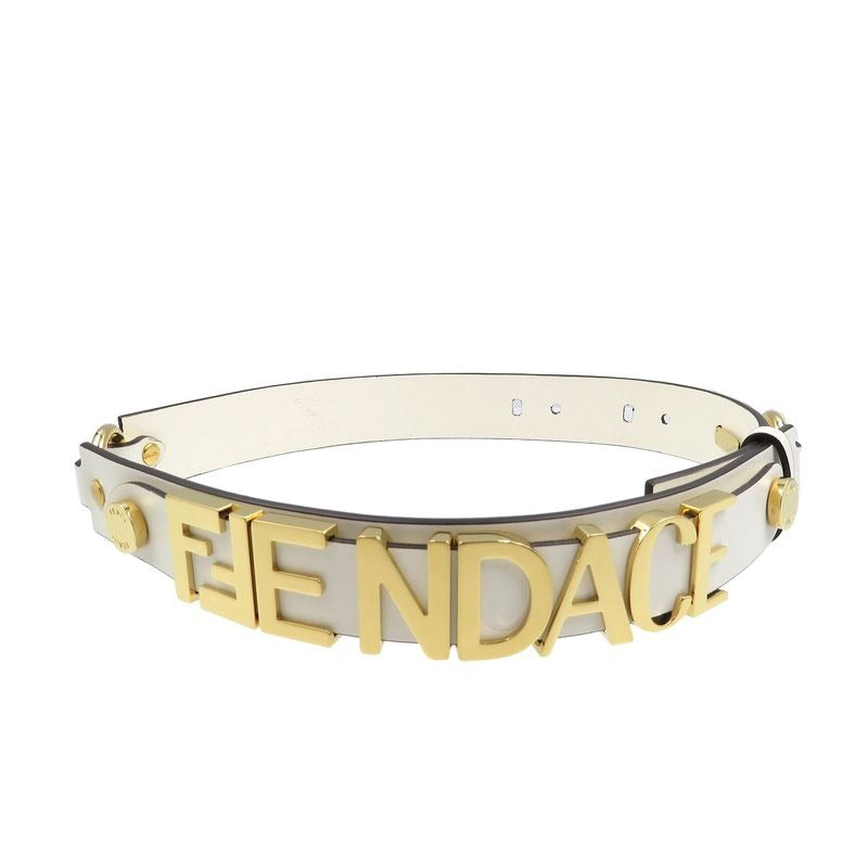 Versace Fendace Fendi 8 C0662 Leather Metal White Gold Belt 1891 — view 2