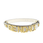 Versace Fendace Fendi 8 C0662 Leather Metal White Gold Belt 1891 — view 2