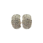 Dior Rhinestone Half Hoop Metal Color Stone Clear Silver Earrings