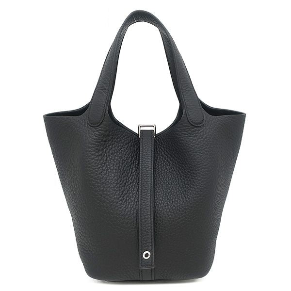 Hermes Handbag Picotin Lock 18 PM Taurillon Clemence Black Silver
