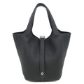 Hermes Handbag Picotin Lock 18 PM Taurillon Clemence Black Silver