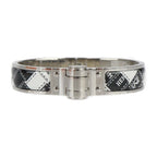 Hermes Charnires PM Bracelet Metal Cloisonne Silver Black White Bangle
