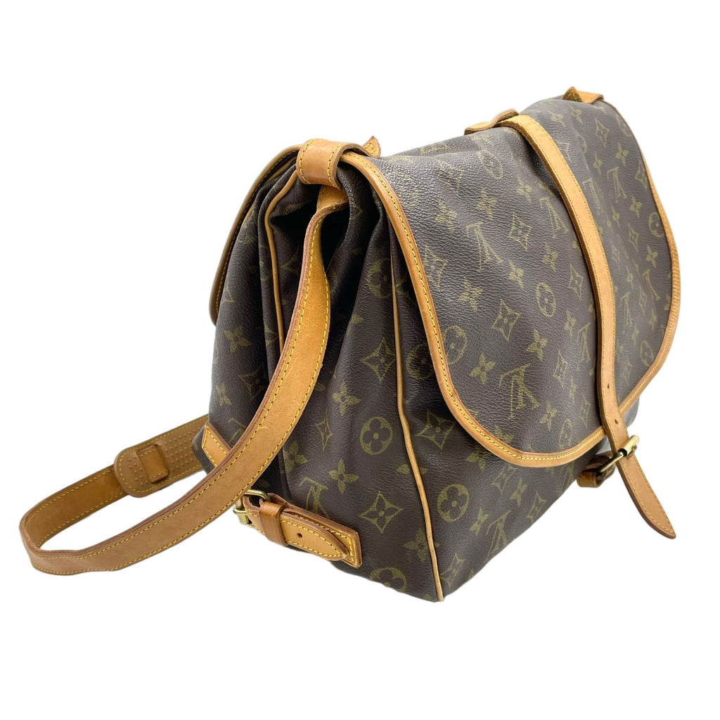 Louis Vuitton Saumur 35 Monogram Leather Brown Shoulder Bag Gold — view 2