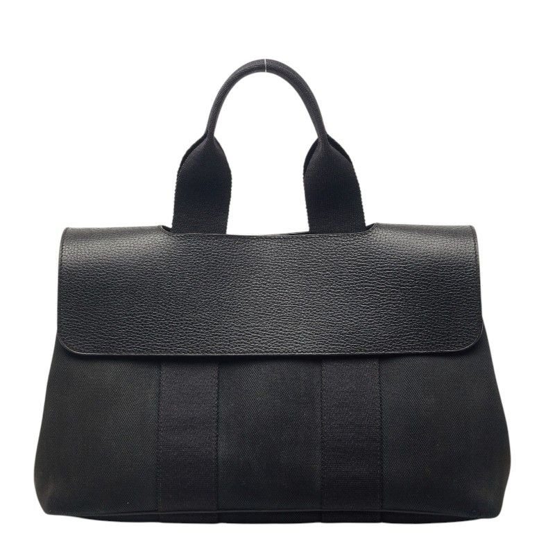 Hermes Valparaiso PM Handbag Black Toilet Blanc Leather Canvas
