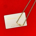 Christian Dior Vintage CD Logo Rhinestone Necklace Choker Pendant Gold 55413