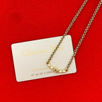 Christian Dior Vintage CD Logo Rhinestone Necklace Choker Pendant Gold 55413