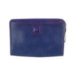 Celine Clutch Second Leather Logo Blue Purple