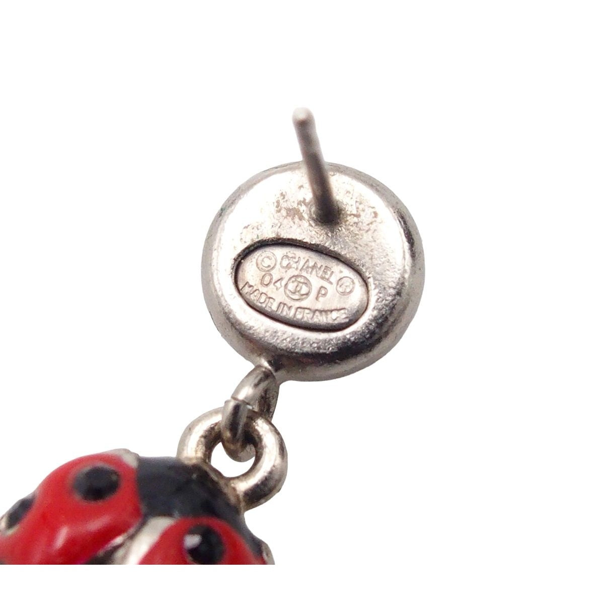 Chanel Earrings Silver Metal CC Logo Ladybug Costume — view 6
