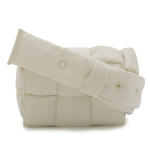 Bottega Veneta Candy Padded Tech Cassette Shoulder Bag Pochette Nylon White