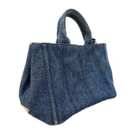 Prada Tote Canapa Denim Blue Gold 2-Way — view 2