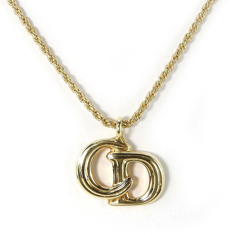 Christian Dior Necklace Metal Gold Plated Accessories CD Logo — view 2