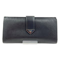 Prada Saffiano Triangle Logo Long Wallet 1 Mv025 Black