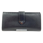 Prada Saffiano Triangle Logo Long Wallet 1 Mv025 Black