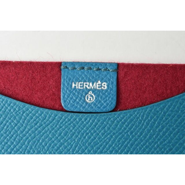 Hermes Flat Pouch Pass Case Petite Ache Vaux Epson Blue Red — view 3
