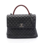 Chanel Handbag Quilted Coco Handle Black Caviar Leather Exotic — view 2